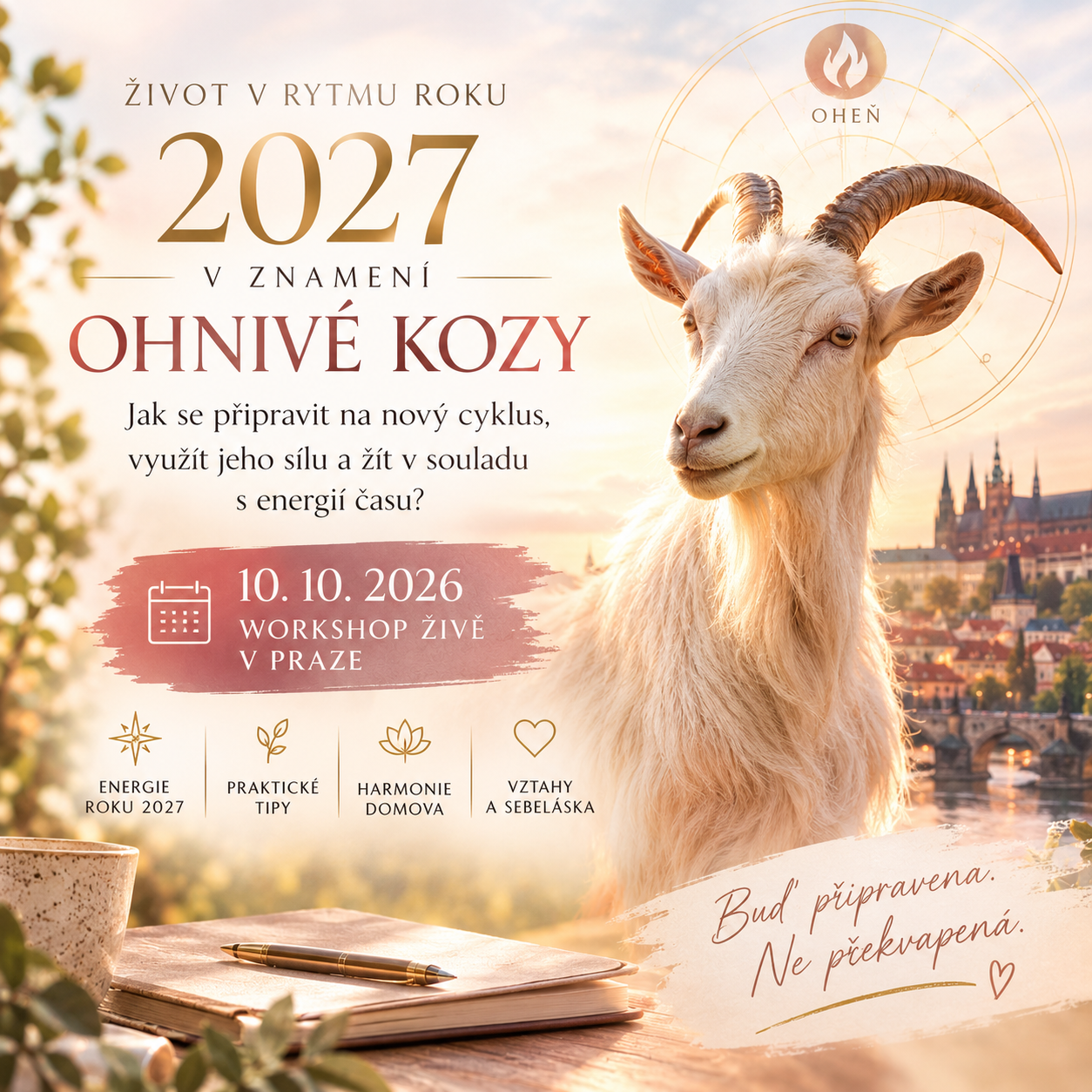 10.10. Workshop živě - Rok 2027 ve znamení Ohnivé Kozy přichází.